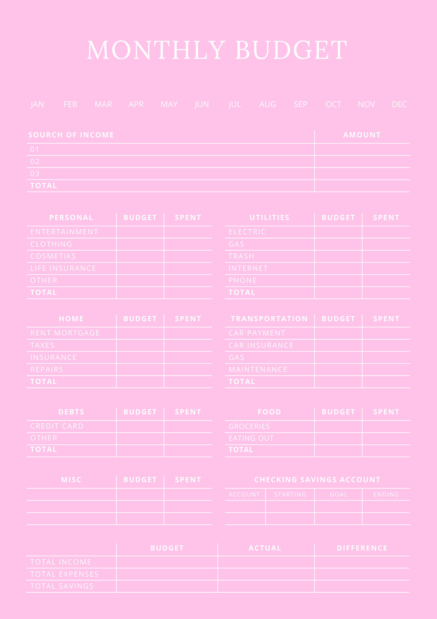 Household Management Planner - GlamDigitalBossCo